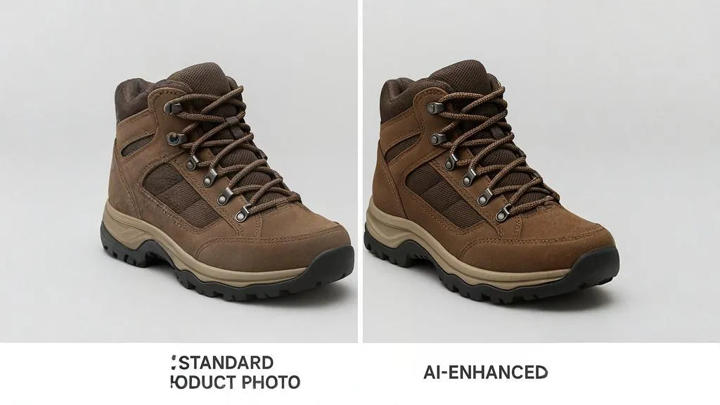 Comparison of standard and AI-enhanced e-commerce product photography