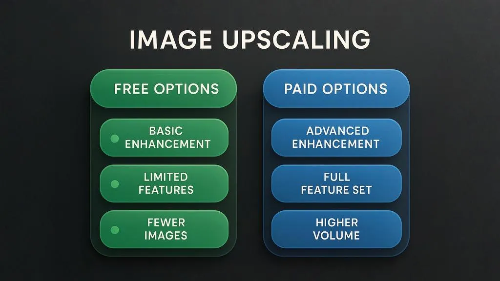 Comparison between free and paid image upscaling options
